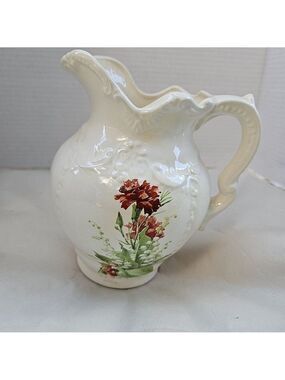 Vintage 80s Arnel's Handpainted by Cathy Floral Pitcher